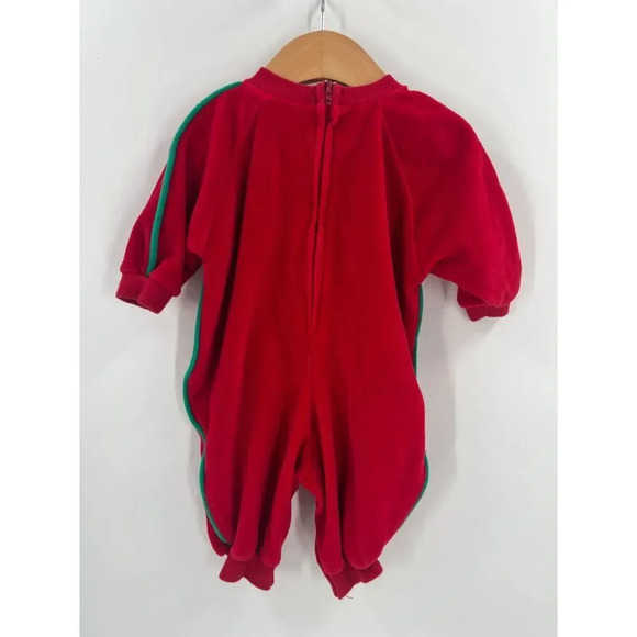 Vintage Betti Terell 3M Baby Sleeper Red Velour Bear Gingerbread Holiday Zip-Up - Picture 3 of 11